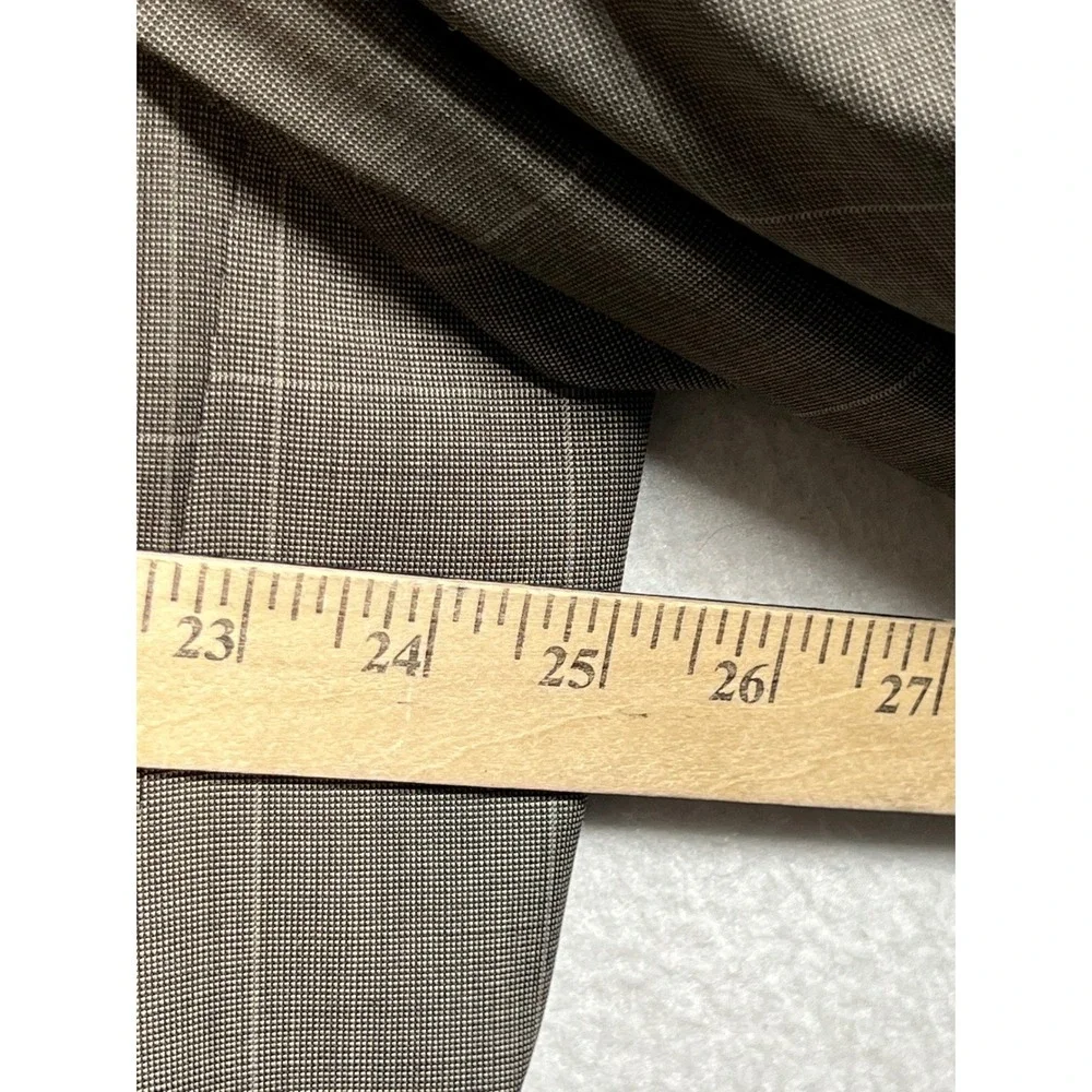 Collection by Michael Strahan Mens Wool Blend Windowpane Plaid Blazer Brown